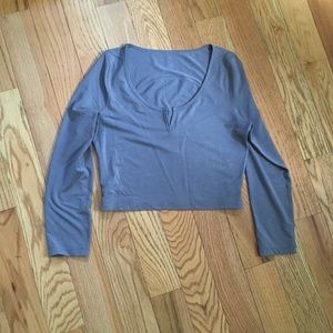 Lululemon Cropped Henley Long Sleeve - gray, 6